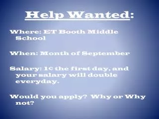 Help Wanted :