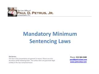 Mandatory Minimum Sentencing Laws