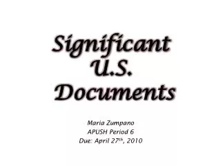 Significant U.S. Documents