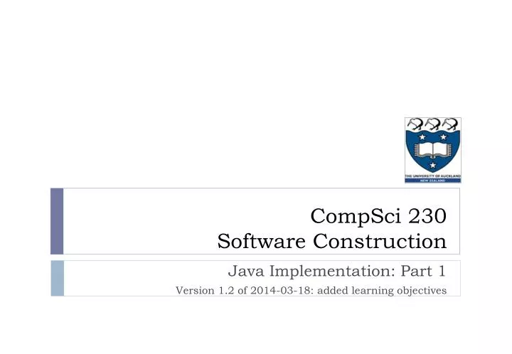 java implementation part 1 version 1 2 of 2014 03 18 added learning objectives