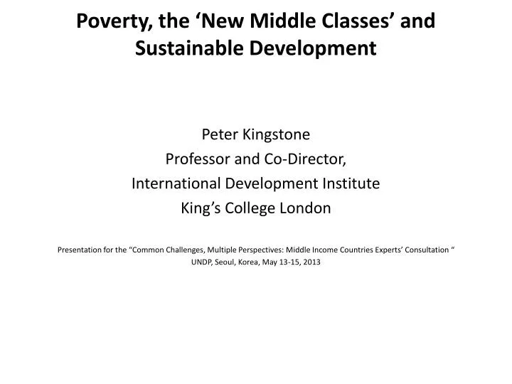 poverty the new middle classes and sustainable development