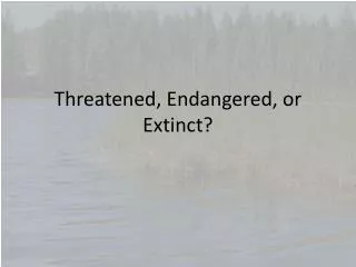 Threatened, Endangered, or Extinct?