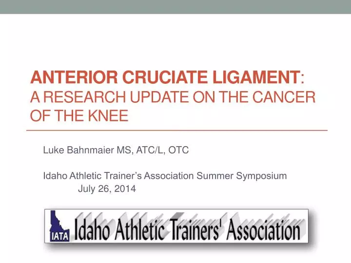 anterior cruciate ligament a research update on the cancer of the knee