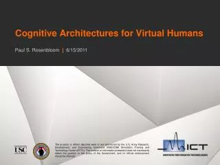 Cognitive Architectures for Virtual Humans