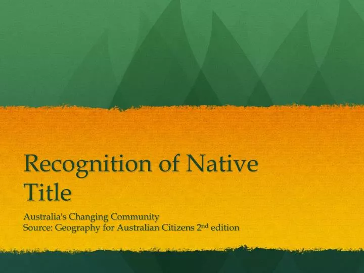 recognition of native t itle