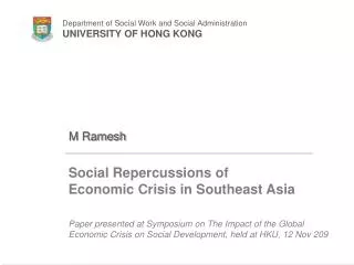 Social Repercussions of Economic Crisis in Southeast Asia