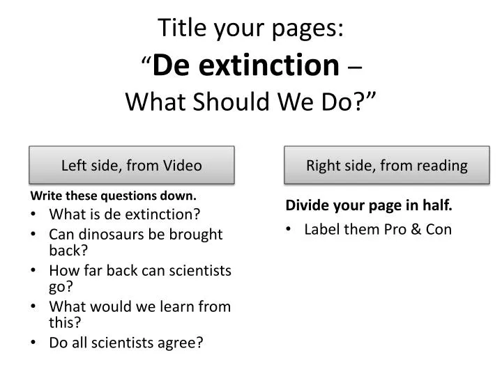 title your pages de extinction what should we do