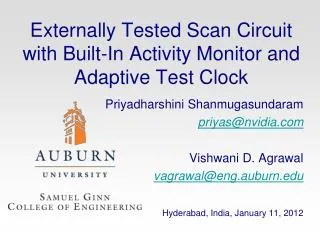Externally Tested Scan Circuit with Built-In Activity Monitor and Adaptive Test Clock