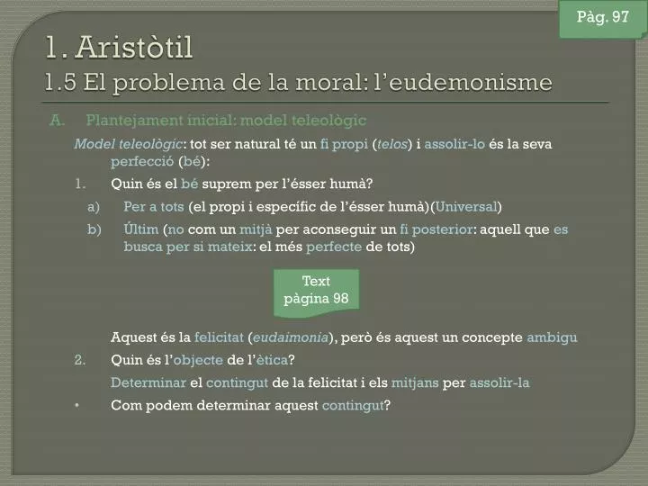 1 arist til 1 5 el problema de la moral l eudemonisme