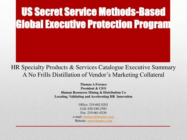 us secret service methods based global executive protection program