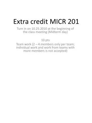 Extra credit MICR 201