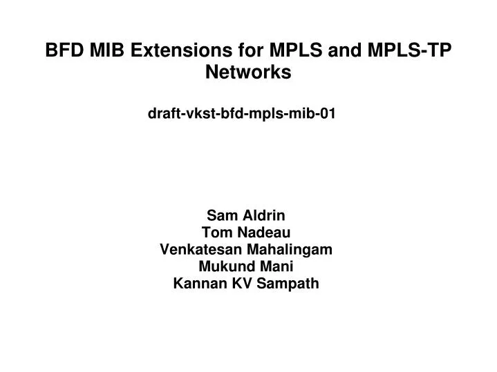 bfd mib extensions for mpls and mpls tp networks