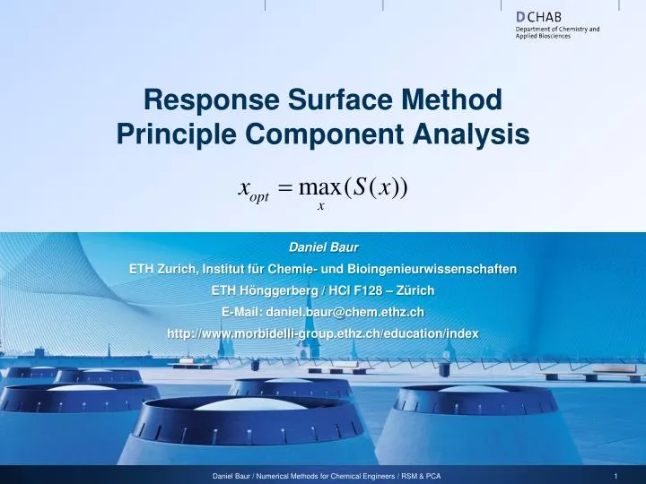 response surface method principle component analysis