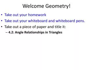 Welcome Geometry!