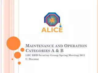 Maintenance and Operation Categories A &amp; B