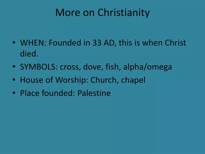 more on christianity