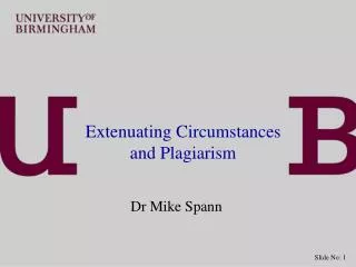 Extenuating Circumstances and Plagiarism