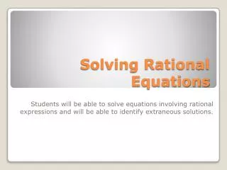 Solving Rational Equations