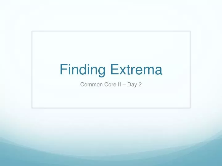 finding extrema