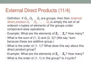 External Direct Products (11/4)
