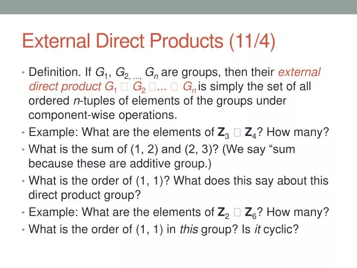 external direct products 11 4