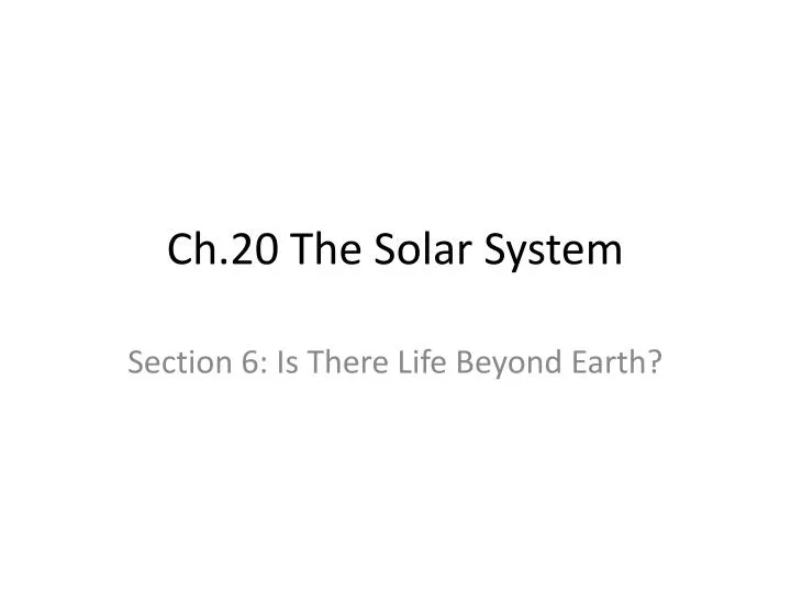 ch 20 the solar system