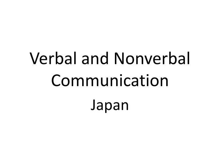 verbal and nonverbal communication