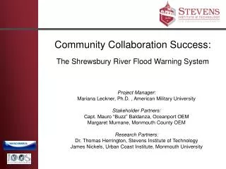 Community Collaboration Success: The Shrewsbury River Flood Warning System