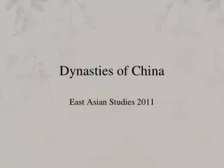 Dynasties of China