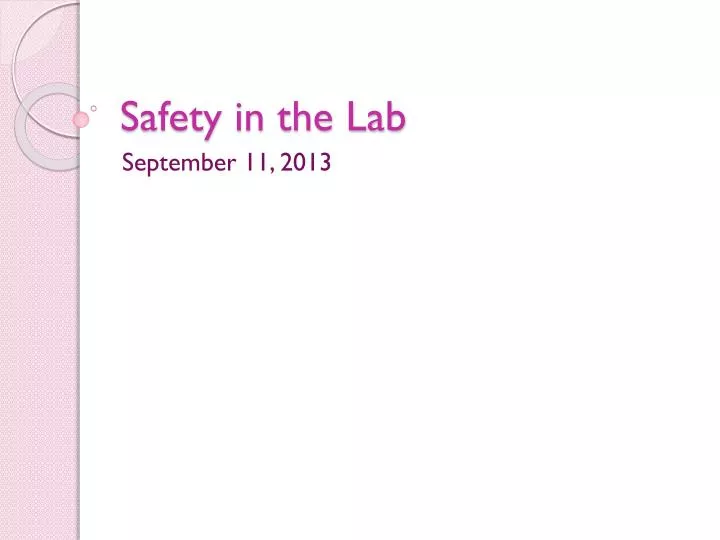 safety in the lab
