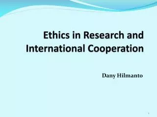 Ethics in Research and International Cooperation