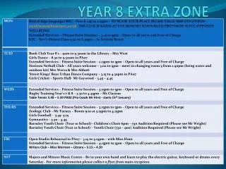 YEAR 8 EXTRA ZONE