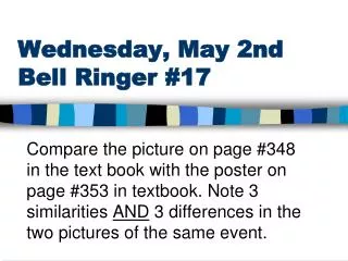 Wednesday, May 2nd Bell Ringer #17