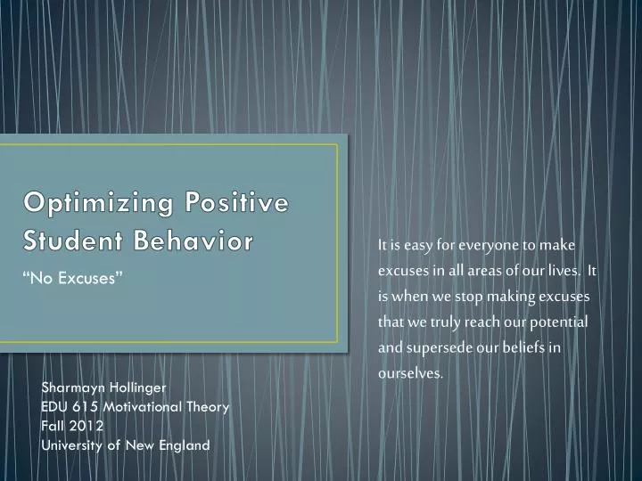 optimizing positive student behavior
