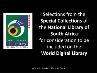 Selections from the Special Collections of the National Library of South Africa
