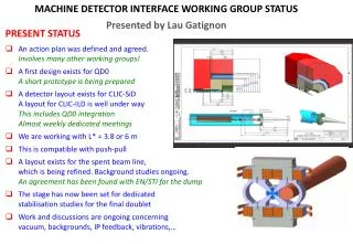 MACHINE DETECTOR INTERFACE WORKING GROUP STATUS Presented by Lau Gatignon