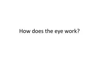 How does the eye work?