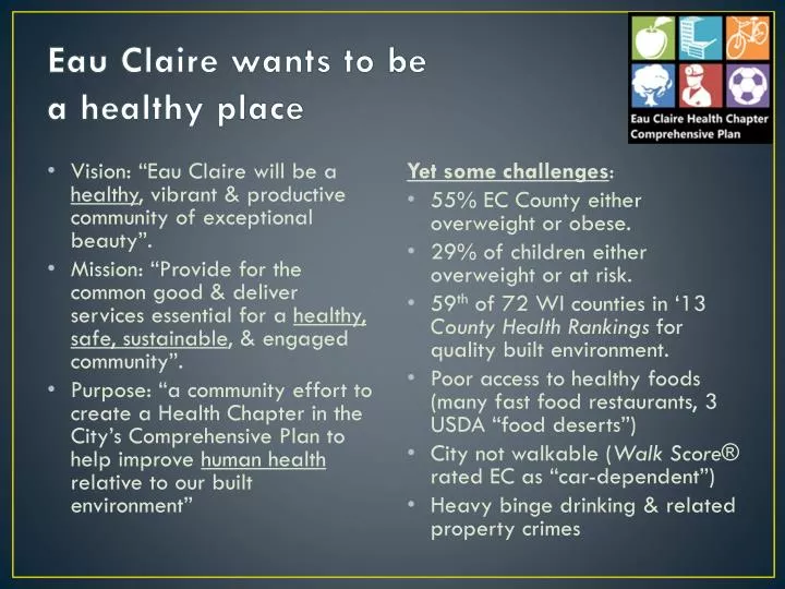 eau claire wants to be a healthy place