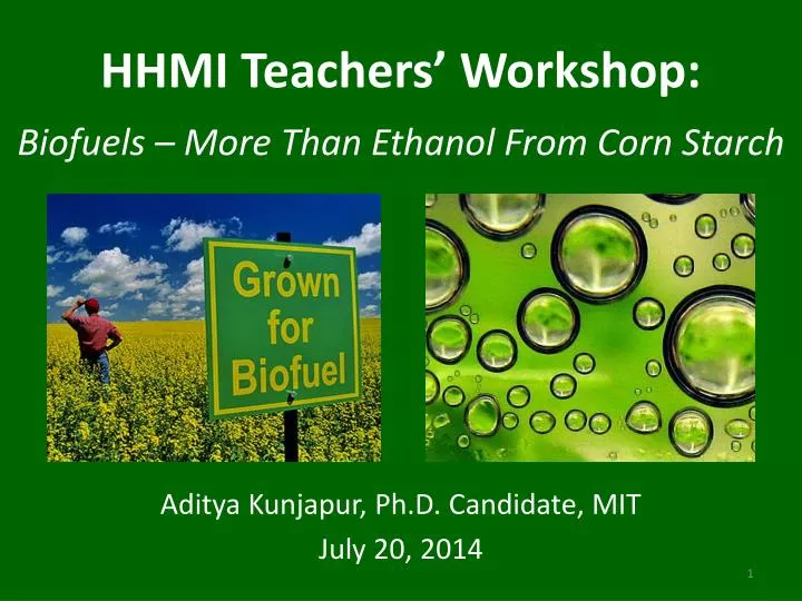 hhmi teachers workshop biofuels more than ethanol from corn starch