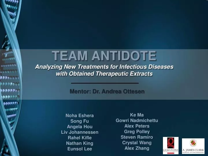 team antidote analyzing new treatments for infectious diseases with obtained therapeutic extracts