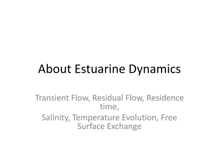 about estuarine dynamics