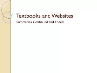 Textbooks and Websites