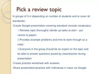Pick a review topic