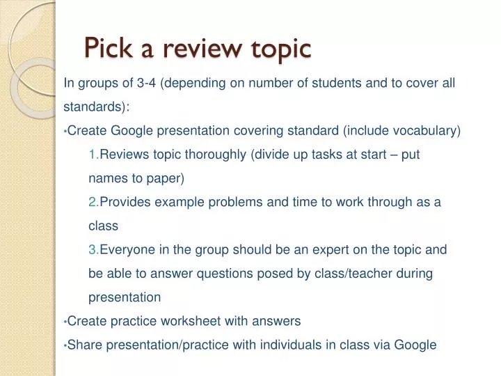 pick a review topic
