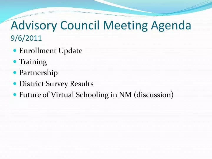 advisory council meeting agenda 9 6 2011