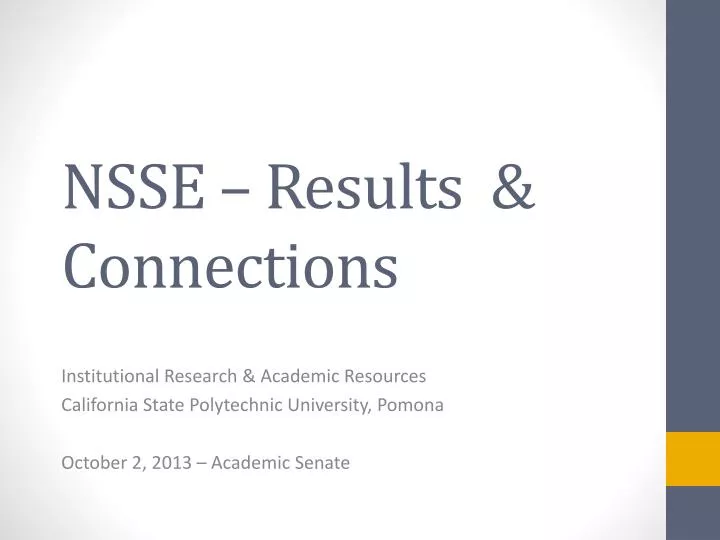 nsse results connections