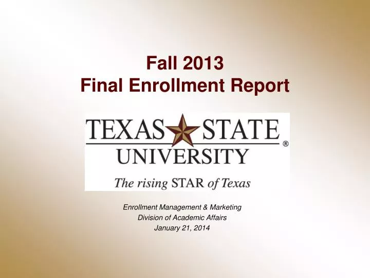 fall 2013 final enrollment report