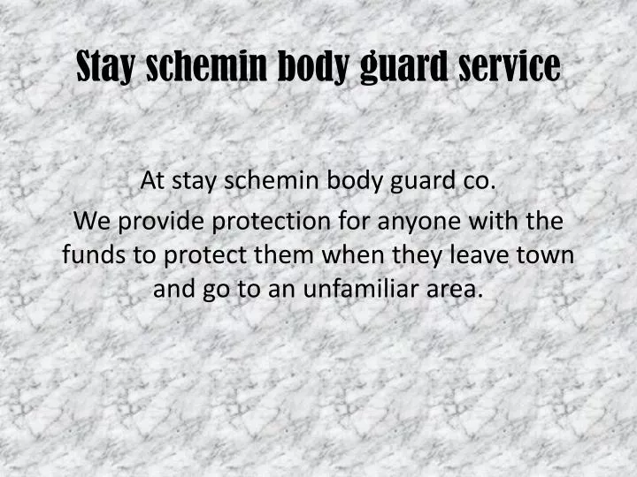 stay schemin body guard service