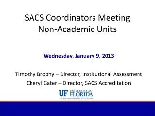 SACS Coordinators Meeting Non-Academic Units