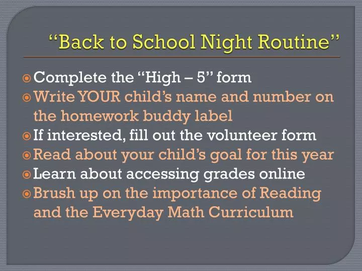 back to school night routine